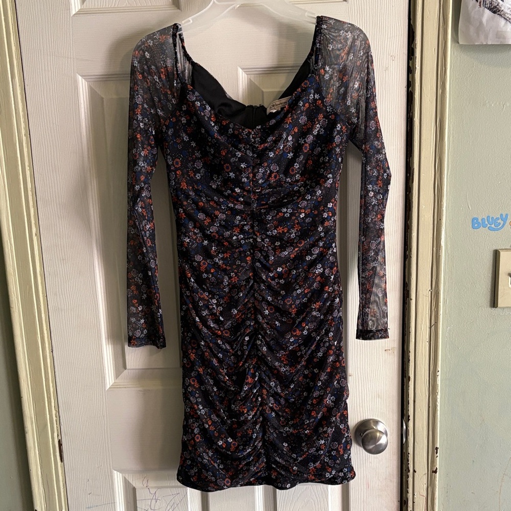 BCBGeneration Navy Floral Long Sleeve Dress